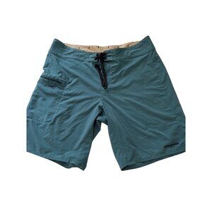 Patagonia Tate Board Shorts Mens Tasmanian Teal Drawstring Utility Loop sz 36